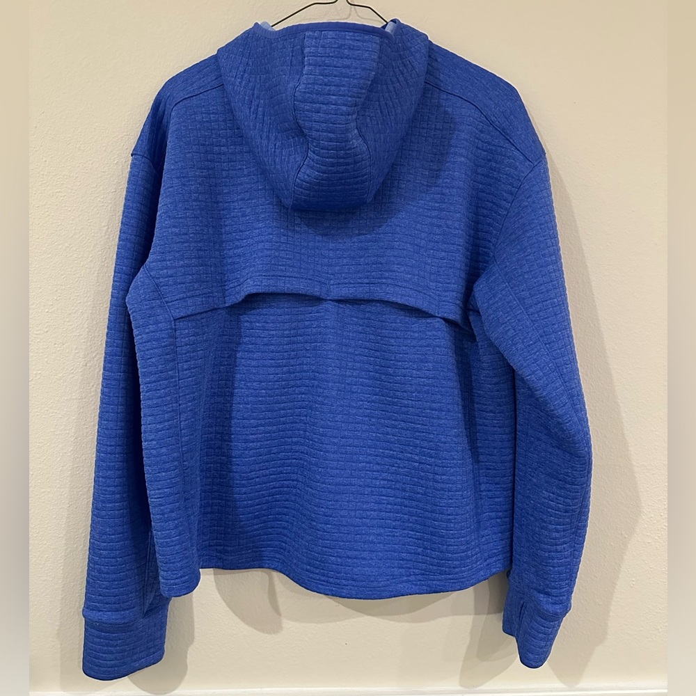Brooks Notch Thermal Hoodie Blue Grid Fleece Running Jacket Women's Large - Picture 3 of 6